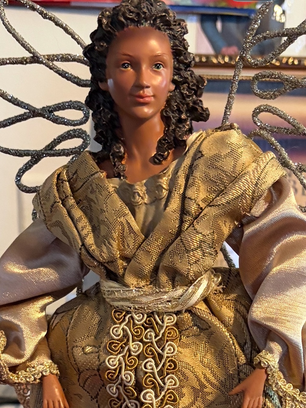 Gold Fabric Angel Figurine Decorative Accent